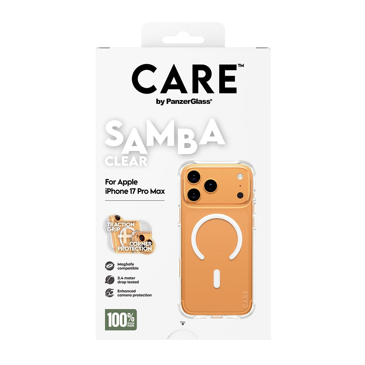 CARE by PanzerGlass® Samba Case Transparent w. White MagSafe iPhone 17 Pro Max